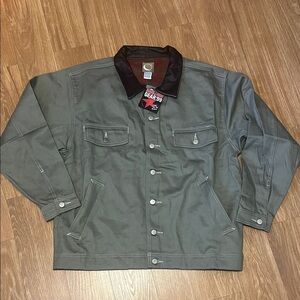 Marlboro Men's Gray Shirt Jacket. Vintage size XL new leather collar